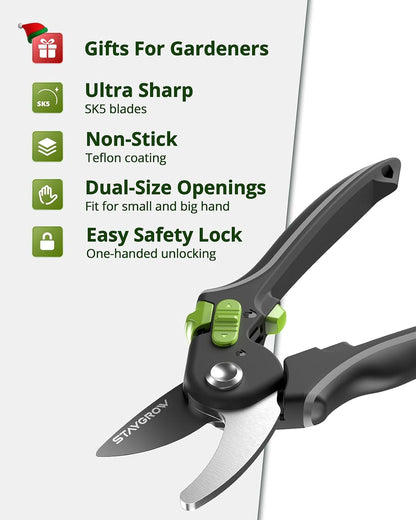 Garden Shears 6.9" Pruning Shears for Gardening Green