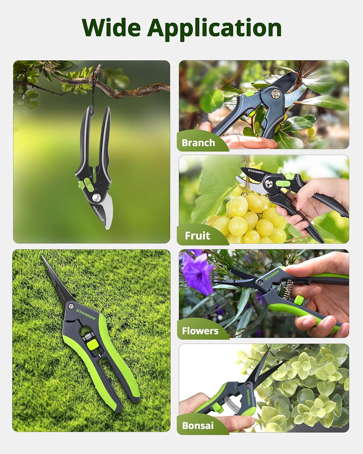 Garden Shears 6.9" Pruning Shears for Gardening Green