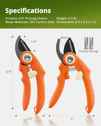 Garden Shears 6.9" Pruning Shears for Gardening Green