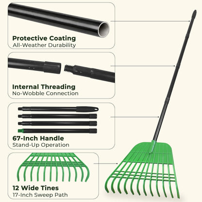 Plastic Rake for Leaves and Hand Scoops Set