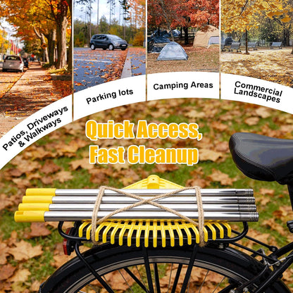 Leaf Rake,Unbreakable Nylon Graden Rake for Lawn,16.5” Wide,45” Long Handle,Yard Raking Tools for Turf Leaves Thatch Debris Pine Needle Cleanup, Lightweight for Kids Seniors,No Harm to Lawn Grass
