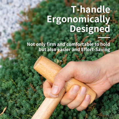 Garden Dibber Tool, Steel Seed Planter with Wood Handle