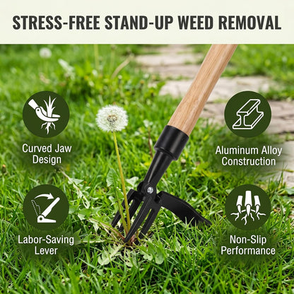 Weed Puller Head, Alloy Stand Up Weed Puller Portable Aluminum Alloy Weed Picker 4 Claw Non Slip Weeding Head Tool