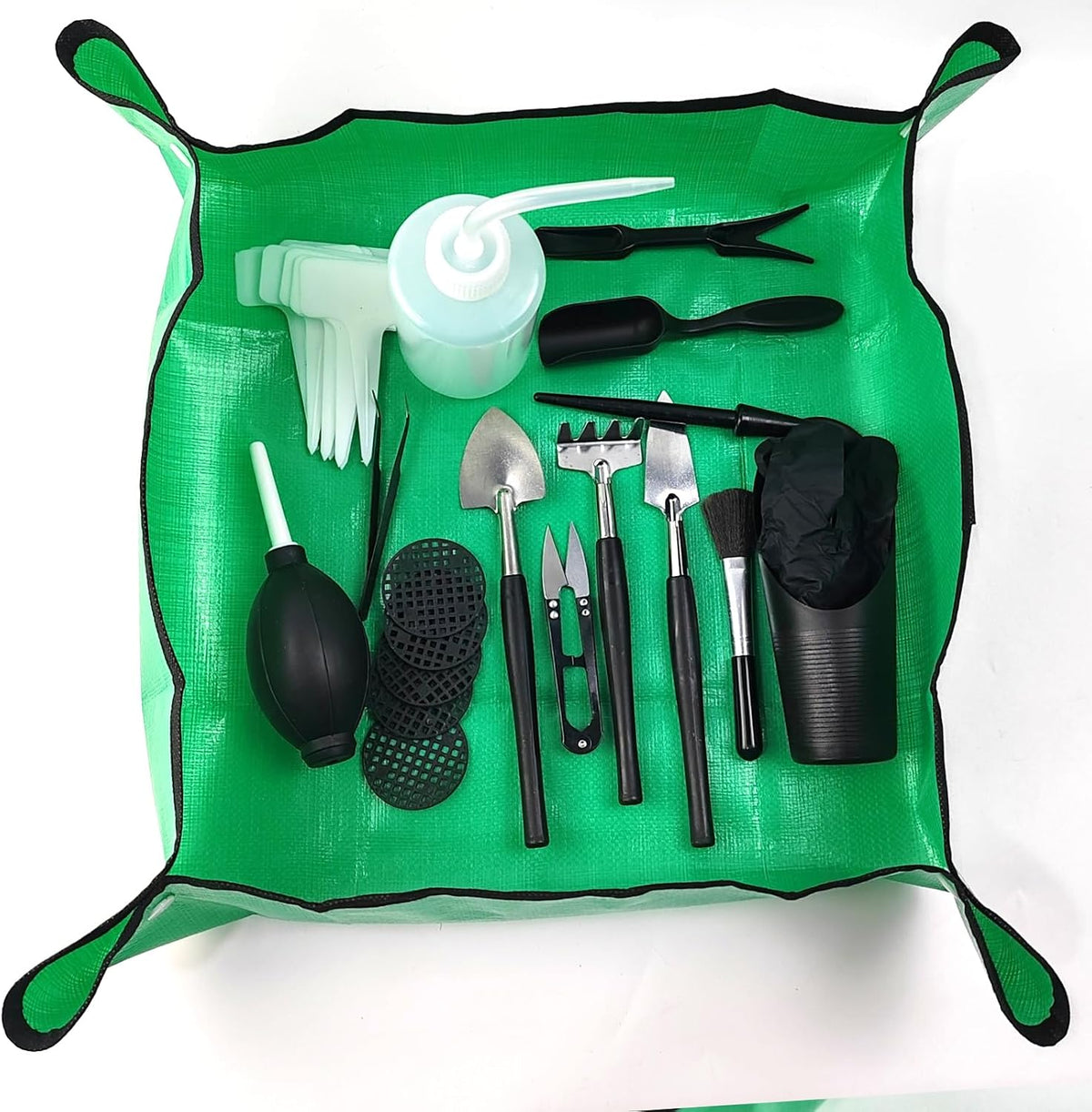 30PCS/Set Mini Garden Hand Transplanting Succulent Tools Set, 19.7" Thickened Repotting Mat & Plant Tag, Miniature Planting Indoor Fairy Care, Potting, Cactus, Houseplant Bonsai Tool Kit