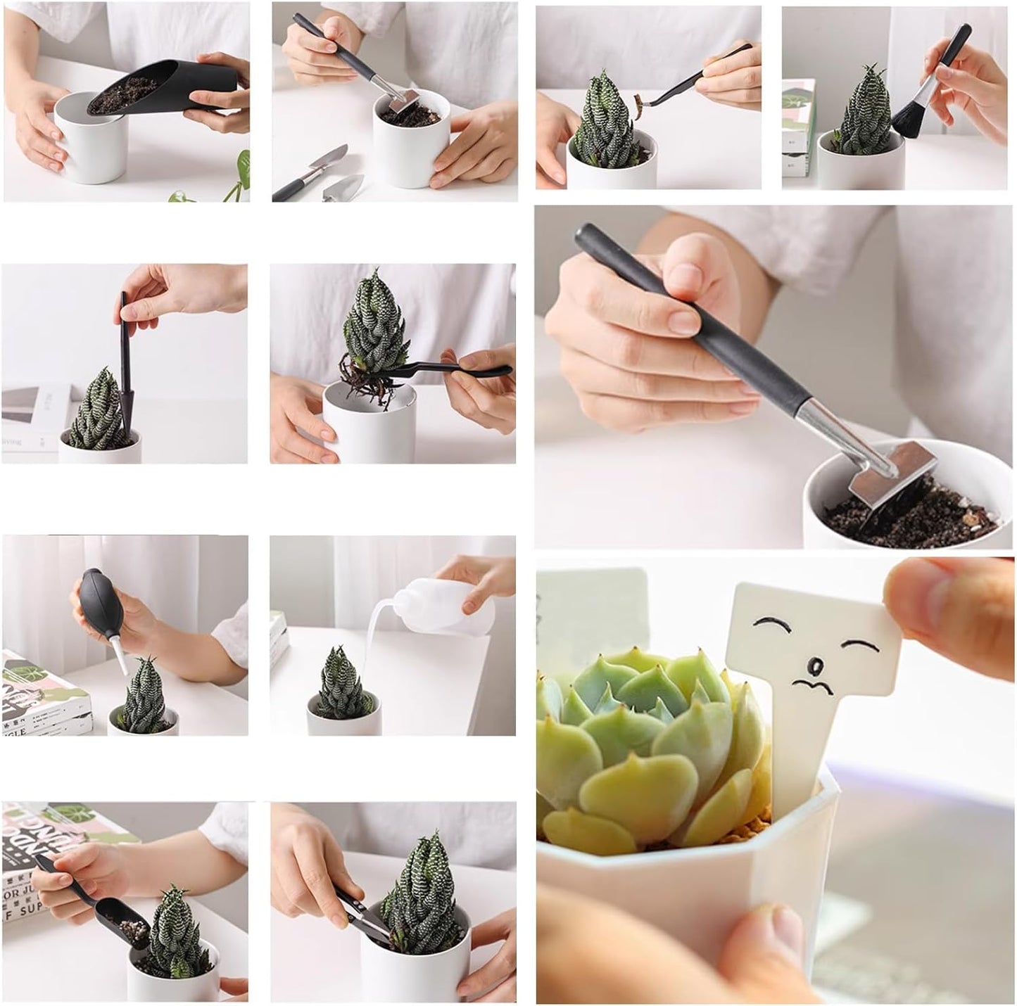 30PCS/Set Mini Garden Hand Transplanting Succulent Tools Set, 19.7" Thickened Repotting Mat & Plant Tag, Miniature Planting Indoor Fairy Care, Potting, Cactus, Houseplant Bonsai Tool Kit