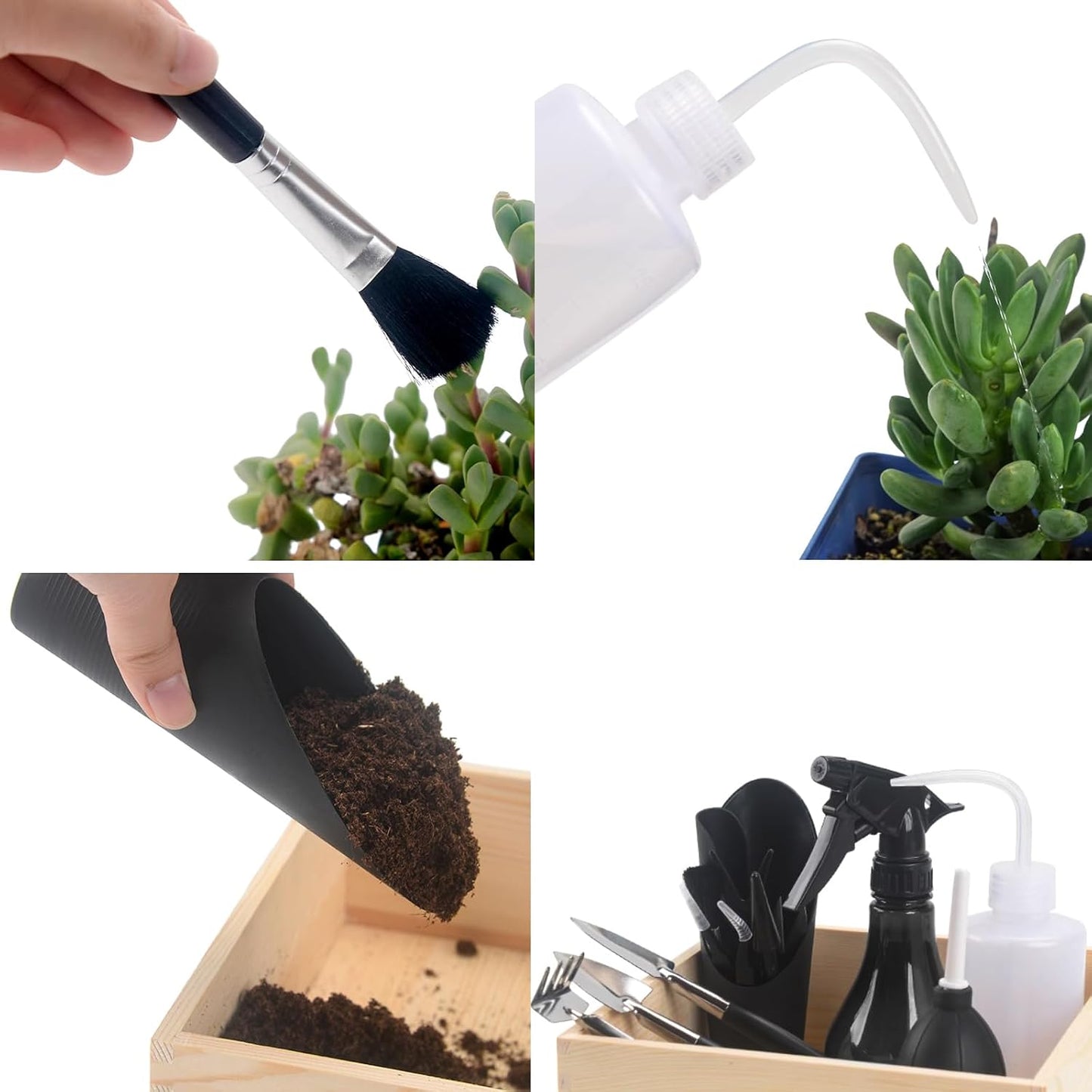 30PCS/Set Mini Garden Hand Transplanting Succulent Tools Set, 19.7" Thickened Repotting Mat & Plant Tag, Miniature Planting Indoor Fairy Care, Potting, Cactus, Houseplant Bonsai Tool Kit