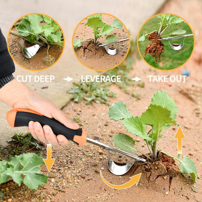 3 Pack Manual Weed Puller Tool, New Garden Stainless Steel Weeder Tool Hand Weeder Tool,Multi-Purpose Weed Remover Tool Weeding Tools for Gardening(Rubber Handle)