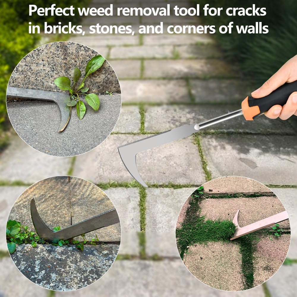 3 Pack Manual Weed Puller Tool, New Garden Stainless Steel Weeder Tool Hand Weeder Tool,Multi-Purpose Weed Remover Tool Weeding Tools for Gardening(Rubber Handle)