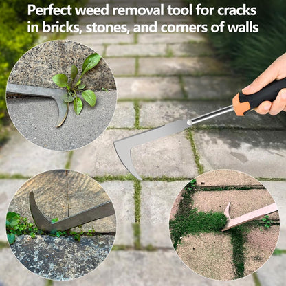3 Pack Manual Weed Puller Tool, New Garden Stainless Steel Weeder Tool Hand Weeder Tool,Multi-Purpose Weed Remover Tool Weeding Tools for Gardening(Rubber Handle)