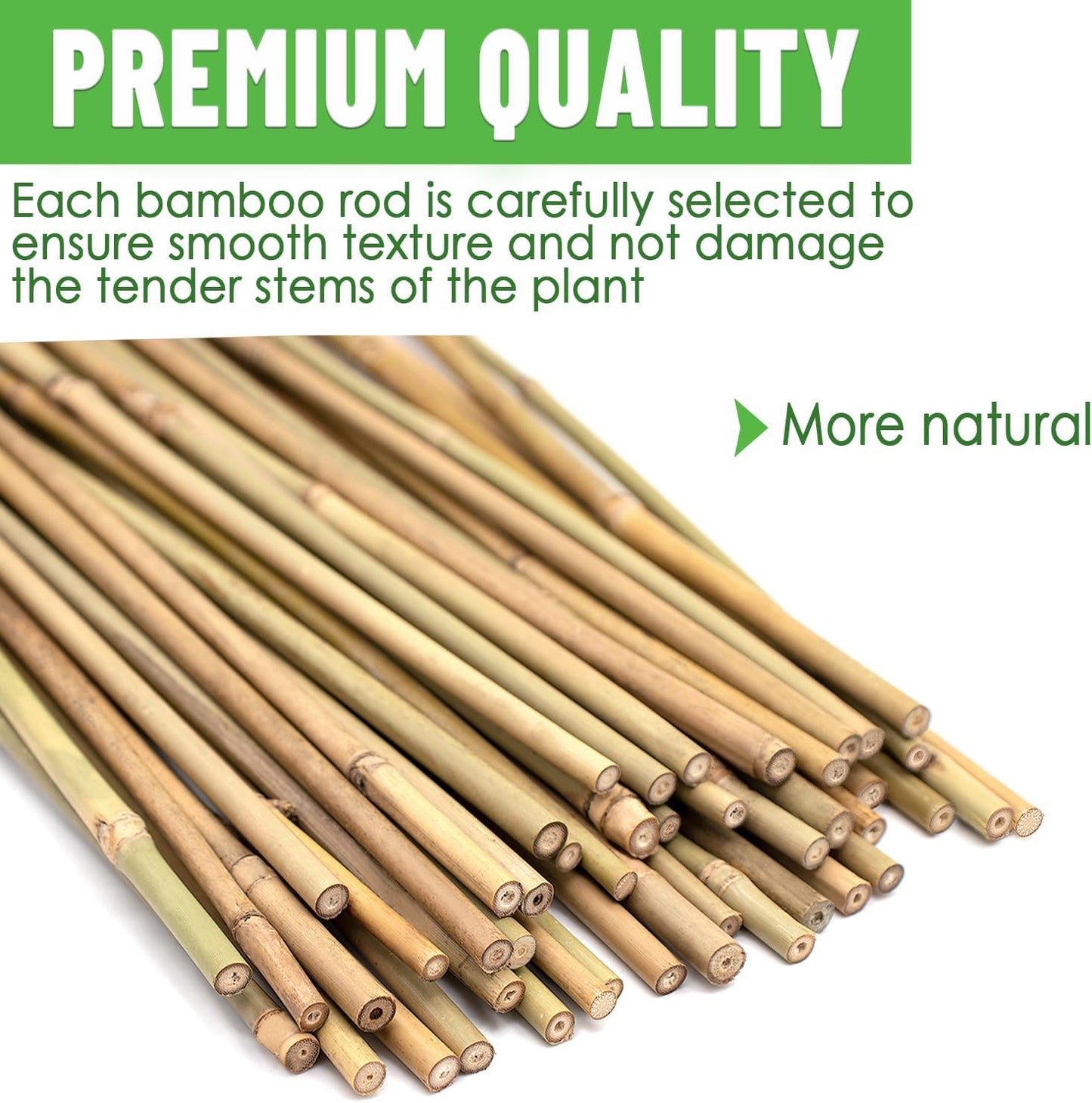 Plant Stakes 50Pcs 18IN, Premium Natural Bamboo Stakes Garden Stakes