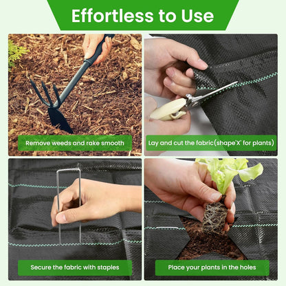 Weed Barrier Fabric, 6x300ft Landscape Fabric, 3.2oz Heavy Duty Durable Woven Geotextile Fabric, High Permeability Ground Cover Mat, Driveway Fabric, Garden Weed Control Cloth with 20 U-Securing Pegs
