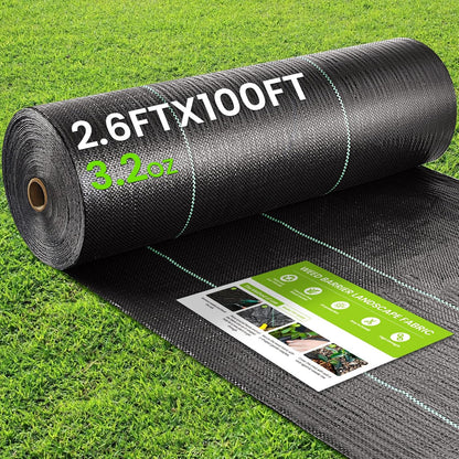 Weed Barrier Fabric, 6x300ft Landscape Fabric, 3.2oz Heavy Duty Durable Woven Geotextile Fabric, High Permeability Ground Cover Mat, Driveway Fabric, Garden Weed Control Cloth with 20 U-Securing Pegs