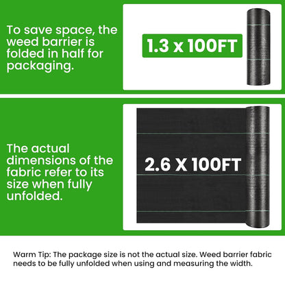 Weed Barrier Fabric, 6x300ft Landscape Fabric, 3.2oz Heavy Duty Durable Woven Geotextile Fabric, High Permeability Ground Cover Mat, Driveway Fabric, Garden Weed Control Cloth with 20 U-Securing Pegs