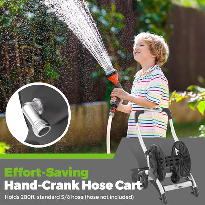 Upgrade Hose Reel Cart, Holds 200 Feet of 5/8" Hose