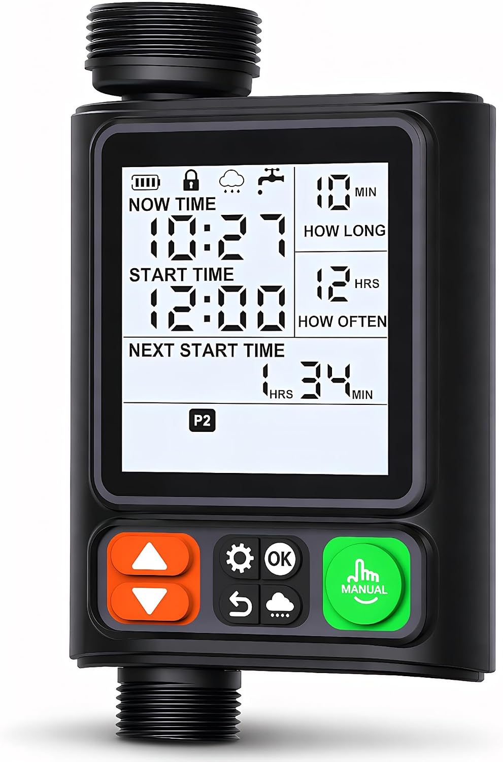 Sprinkler Timer for Garden Hose,10 Independent Watering Programs,Automatic Rain Delay,Outdoor Faucet Water Timer with Manual Mode,3.3" LCD Display,IP54 Waterproof for Lawn Yard Irrigation