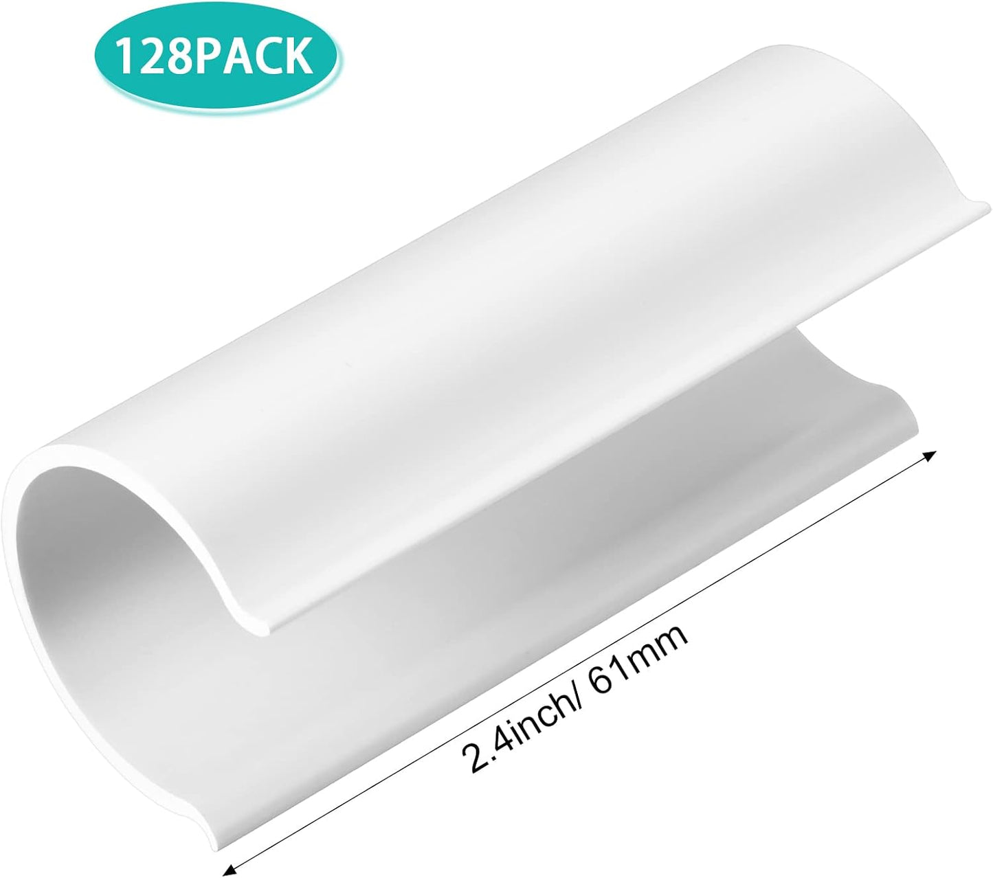 128 Pieces PVC Pipe Clips Covers 2.4 Inches Long Greenhouse Clamps for Netting for Greenhouses Garden Shelters Bird Protection(For 3/4 Inch PVC Pipe,White)