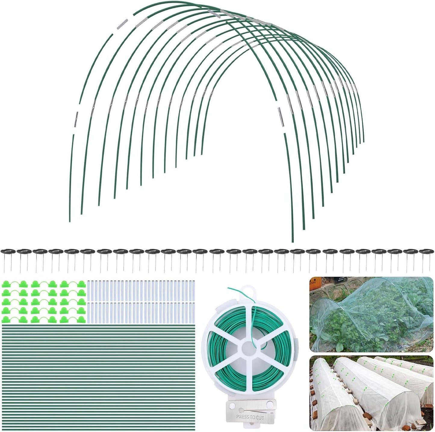 161 PCS Greenhouse Hoops Kit 7 FT Garden Tunnel Hoops for Raised Beds