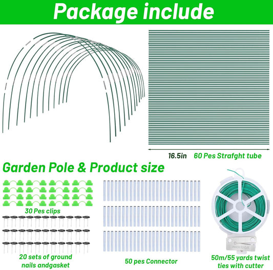 161 PCS Greenhouse Hoops Kit 7 FT Garden Tunnel Hoops for Raised Beds
