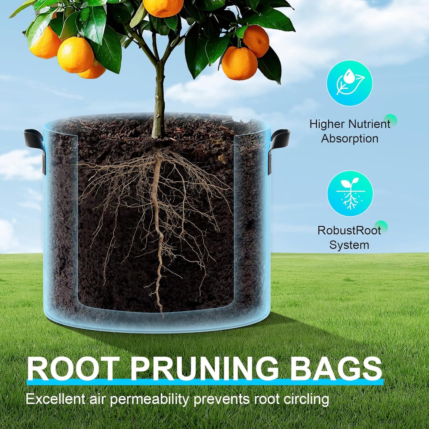 4-Pack Fabric Grow Bags 10 Gallon, Thickened Nonwoven Garden Pots, Growing Bags with Handles, Black