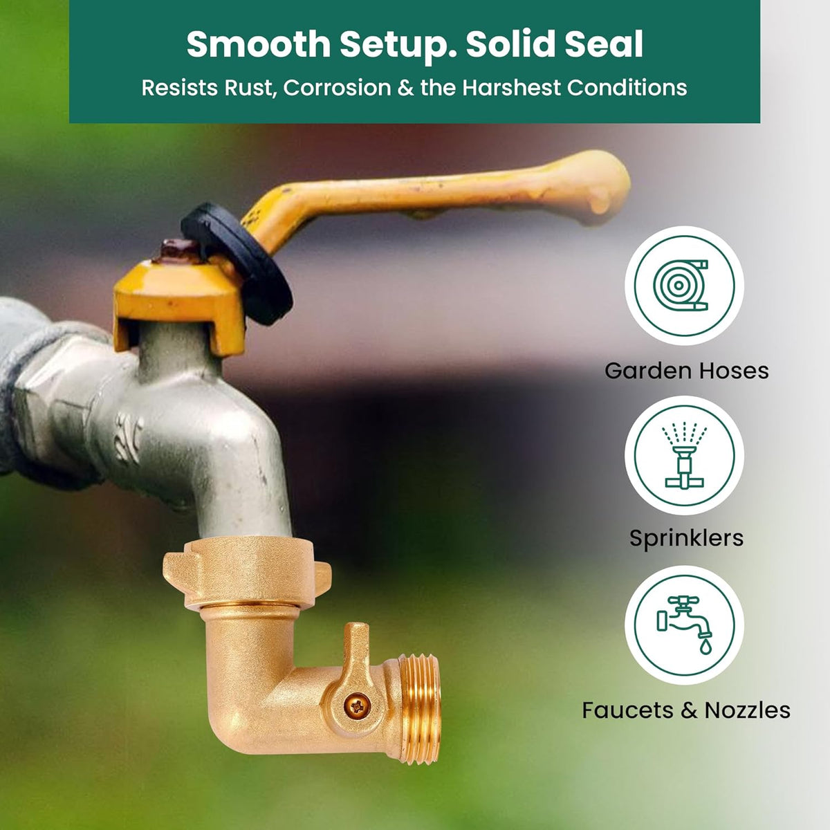 Brass Garden Hose Elbow with Shut-Off Valve – 3/4 in GHT, 90°
