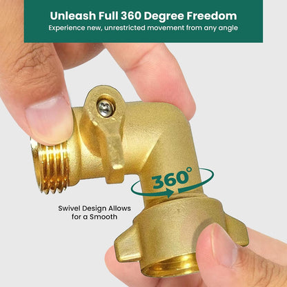 Brass Garden Hose Elbow with Shut-Off Valve – 3/4 in GHT, 90°