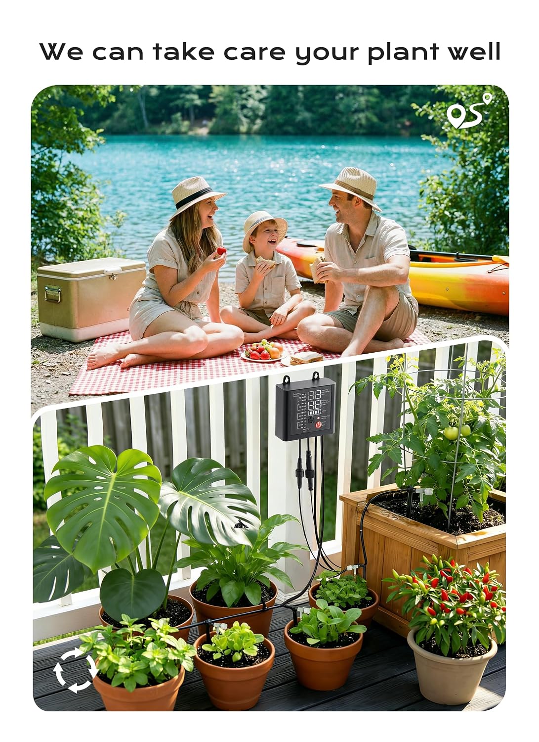49ft Solar Drip Irrigation System with USB Charging for 15 Potted Plants