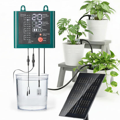 49ft Solar Drip Irrigation System with USB Charging for 15 Potted Plants