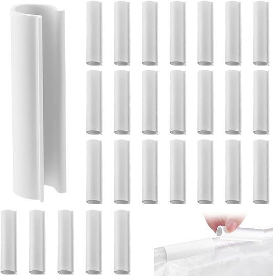 32Pcs PVC White Clamp Greenhouse Pipe Clips 2.4 Inch White Open Tube Row Pool Garden Awning Small Cover Clip Clamps for Greenhouse Garden Hoops Row Pool Nets Bird Protection