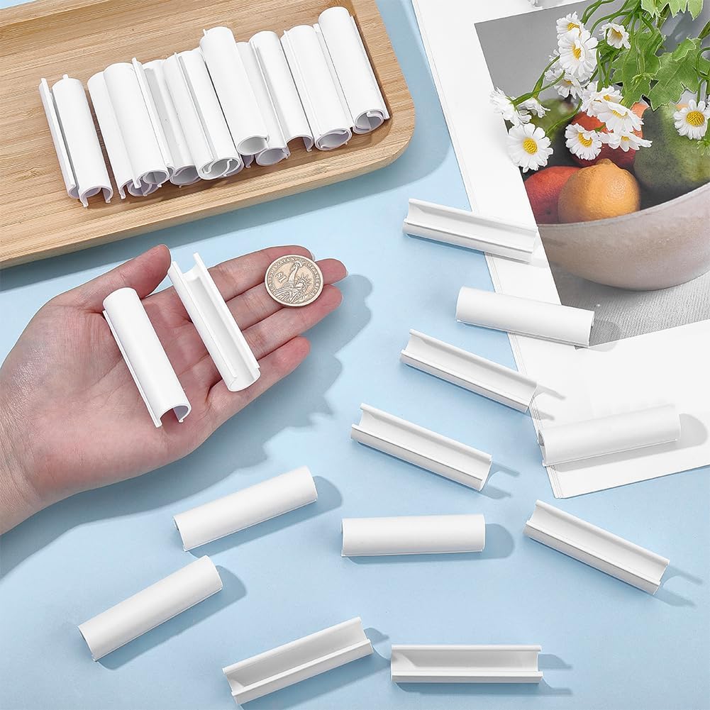 32Pcs PVC White Clamp Greenhouse Pipe Clips 2.4 Inch White Open Tube Row Pool Garden Awning Small Cover Clip Clamps for Greenhouse Garden Hoops Row Pool Nets Bird Protection