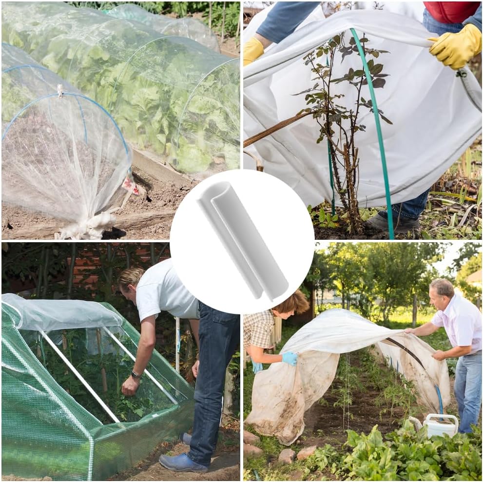 32Pcs PVC White Clamp Greenhouse Pipe Clips 2.4 Inch White Open Tube Row Pool Garden Awning Small Cover Clip Clamps for Greenhouse Garden Hoops Row Pool Nets Bird Protection