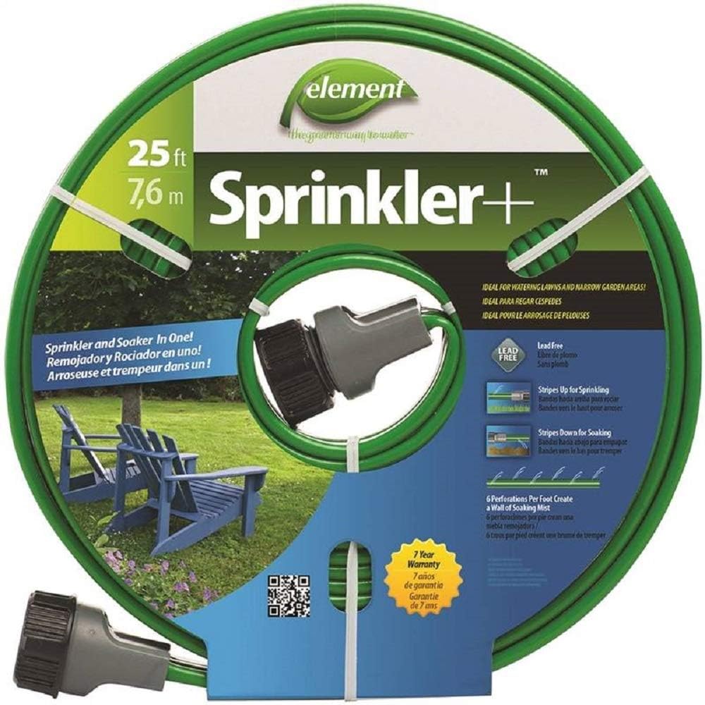 Element Sprinkler+, Sprinkler and Soaker Hose Combo, 50' Length, Green