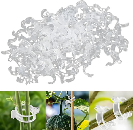 50Pcs Tomato Clips, Plastic Plant Clips for Support, Grape Vine,Tomato Vine,Plants with Twist Ties(164Feet/50m) and 9Pcs Plastic Plant Name Tags,3Pcs Plant Wartering Spikes.