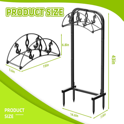 Garden Hose Holder, Freestanding Water Hose Holder with 4 Spikes, Heavy Duty Hose Reel Holds 150ft Hose, Hose Hanger, Hose Storage, Hose Organizer for Outside Lawn Yard