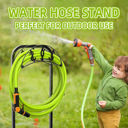 Garden Hose Holder, Freestanding Water Hose Holder with 4 Spikes, Heavy Duty Hose Reel Holds 150ft Hose, Hose Hanger, Hose Storage, Hose Organizer for Outside Lawn Yard