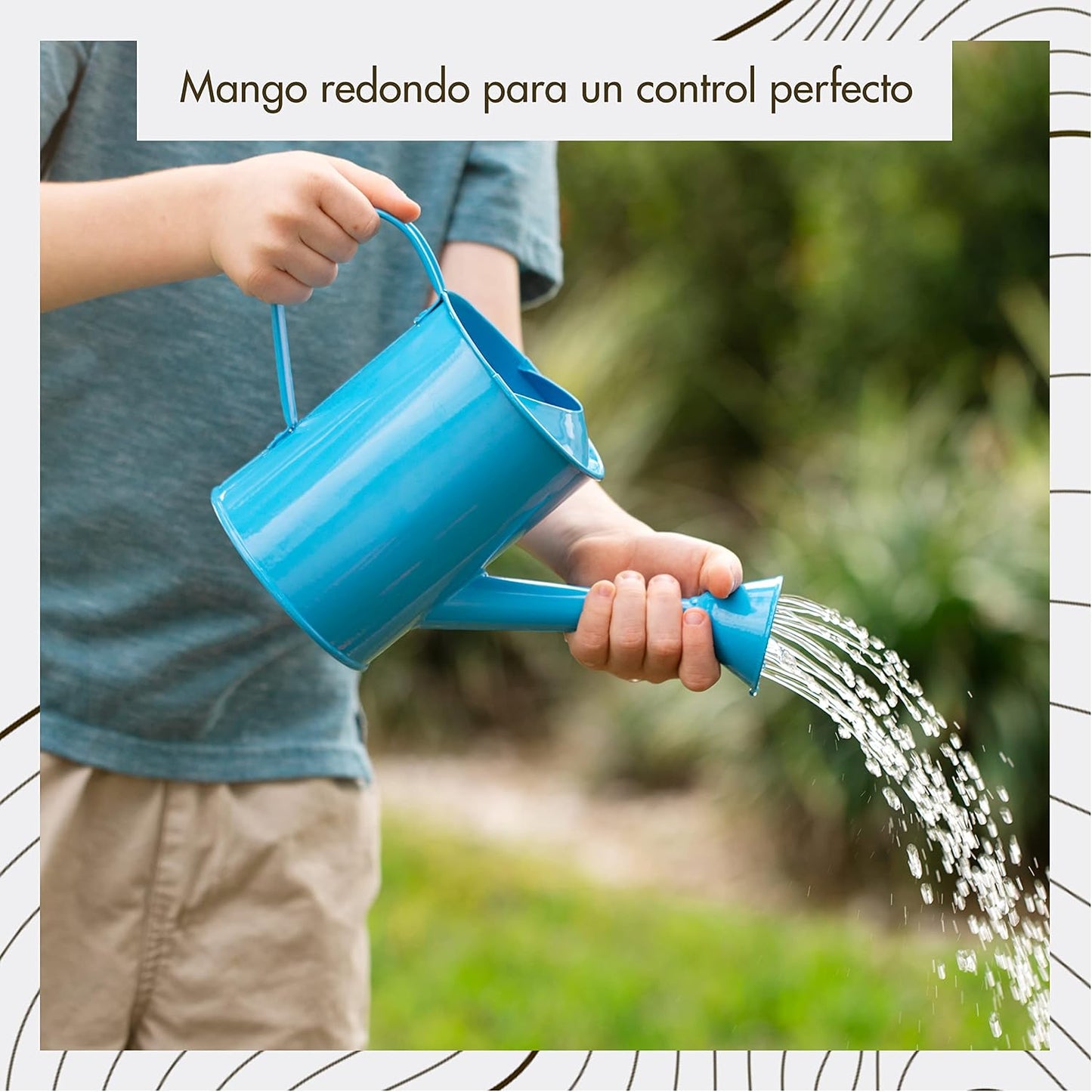 Watering Can for Kids - Play Time or Practical Use - Childs Metal Watering Can - Small Water Can for Boys and Girls, Perfect for Easter Gift -32 oz (Blue)
