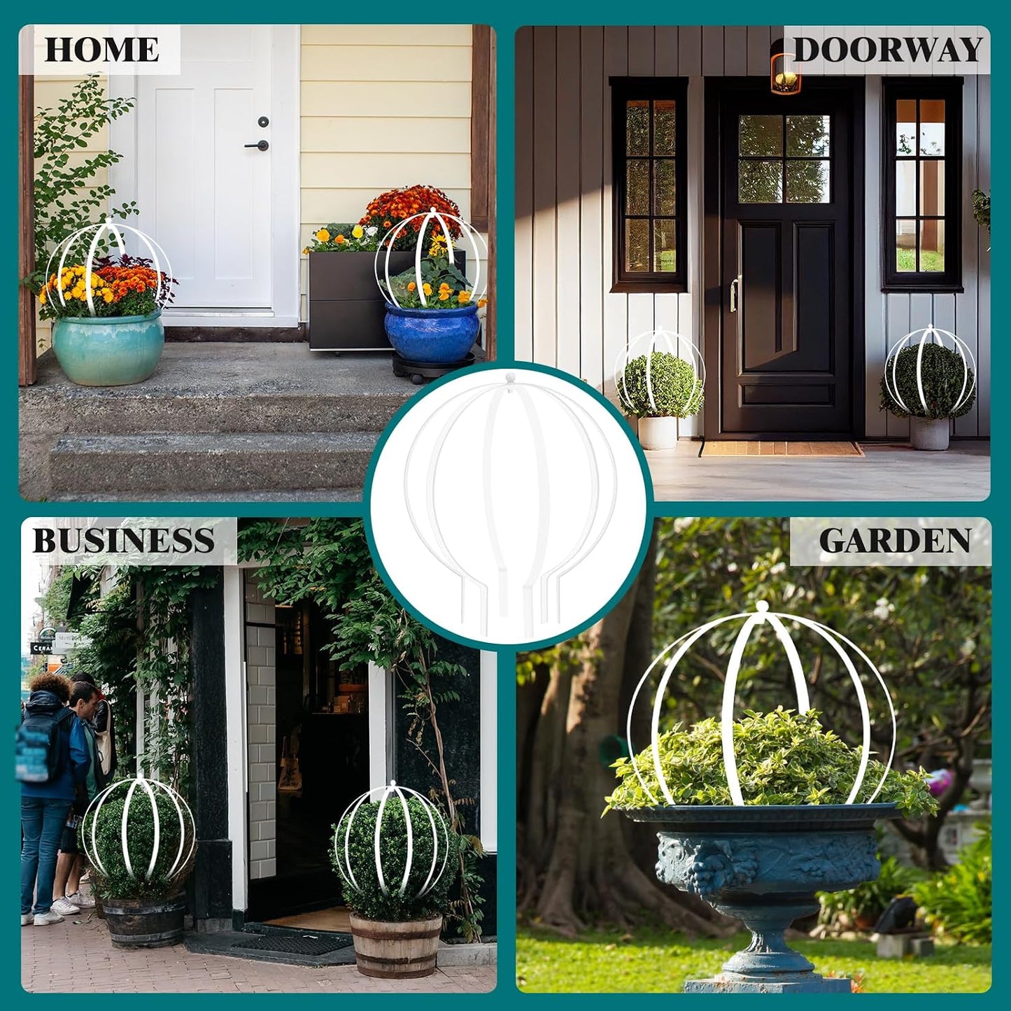 2 Pcs Large Metal Trellis Obelisks Sturdy Round Circle Trellis for Climbing Plant Support Indoor Outdoor Potted Vines, Cucumbers & Flowers, Patio Doorway Garden Decor (White, 25.20" x 21.26'')