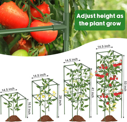 3 Pack Tomato Cage, 16" W x 66" H Tomato Trellis, with 50 Pcs Clips