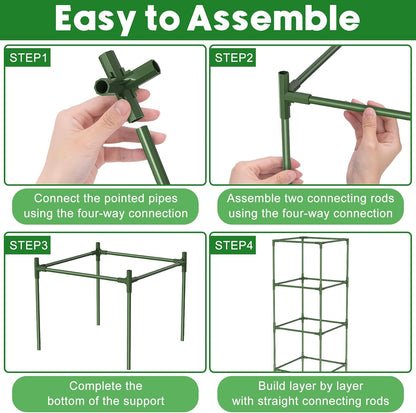 3 Pack Tomato Cage, 16" W x 66" H Tomato Trellis, with 50 Pcs Clips
