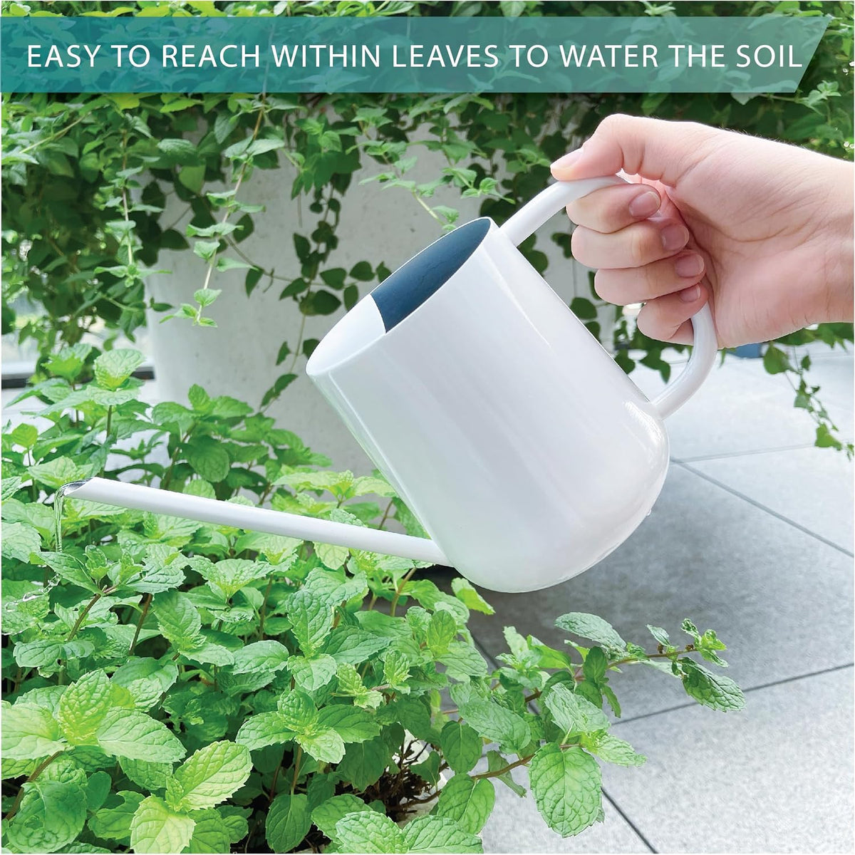 Metal Indoor Plant Watering Can with Long Spout 1000ml - White