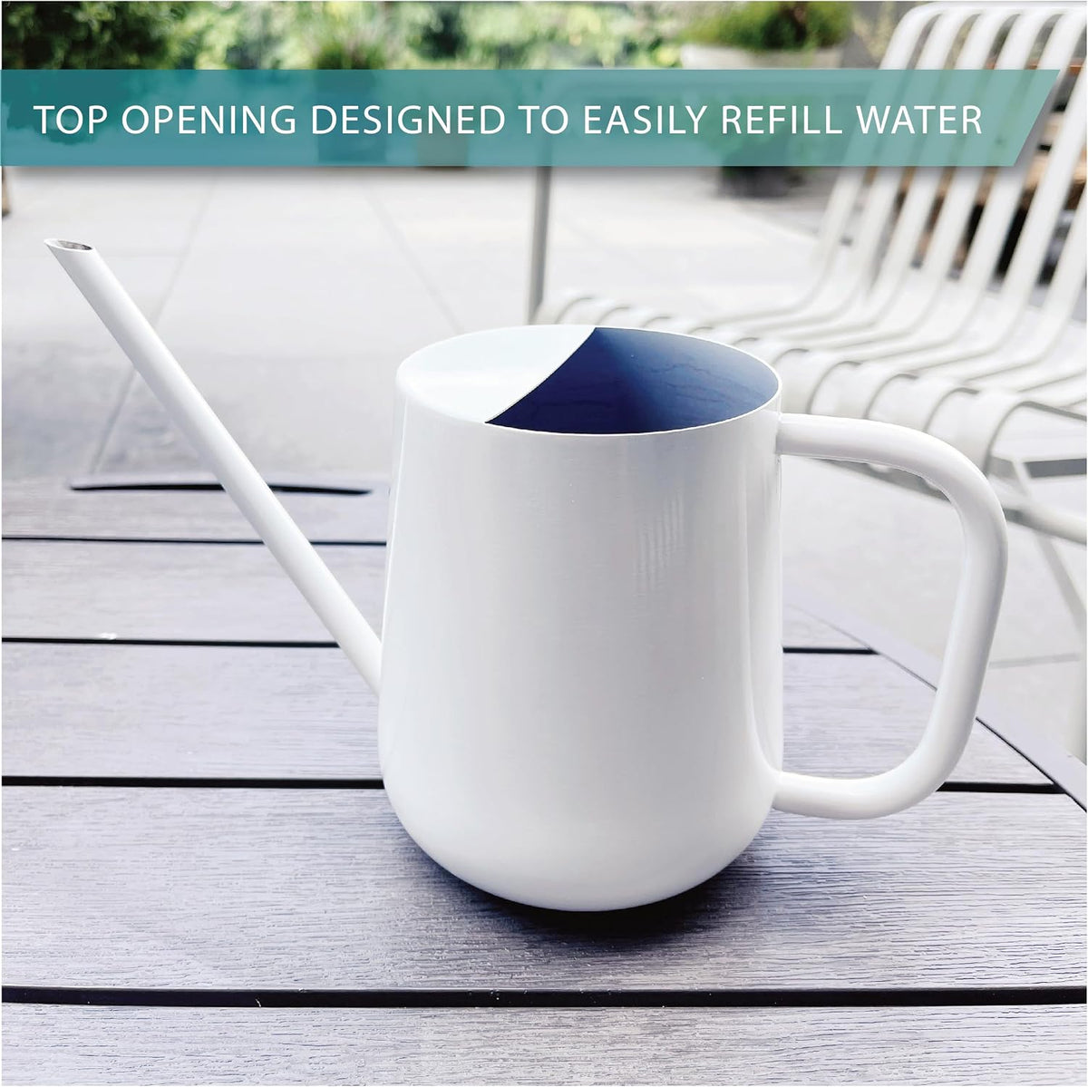 Metal Indoor Plant Watering Can with Long Spout 1000ml - White