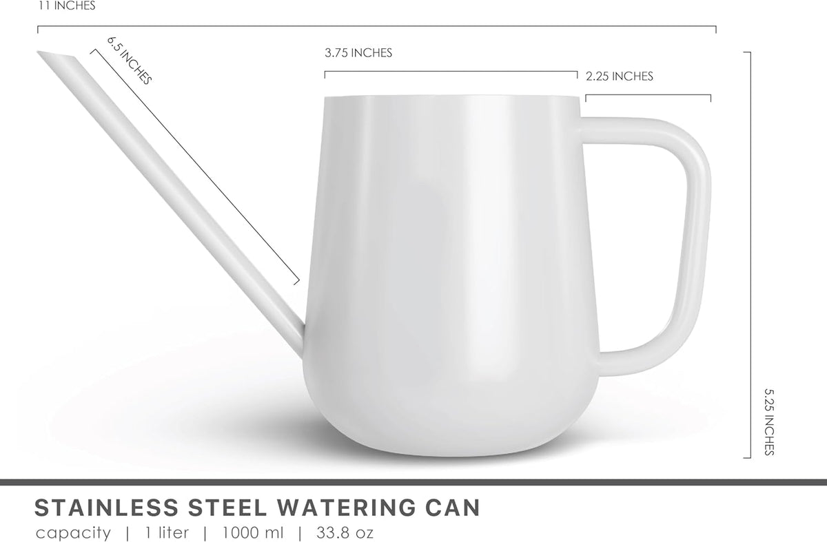 Metal Indoor Plant Watering Can with Long Spout 1000ml - White
