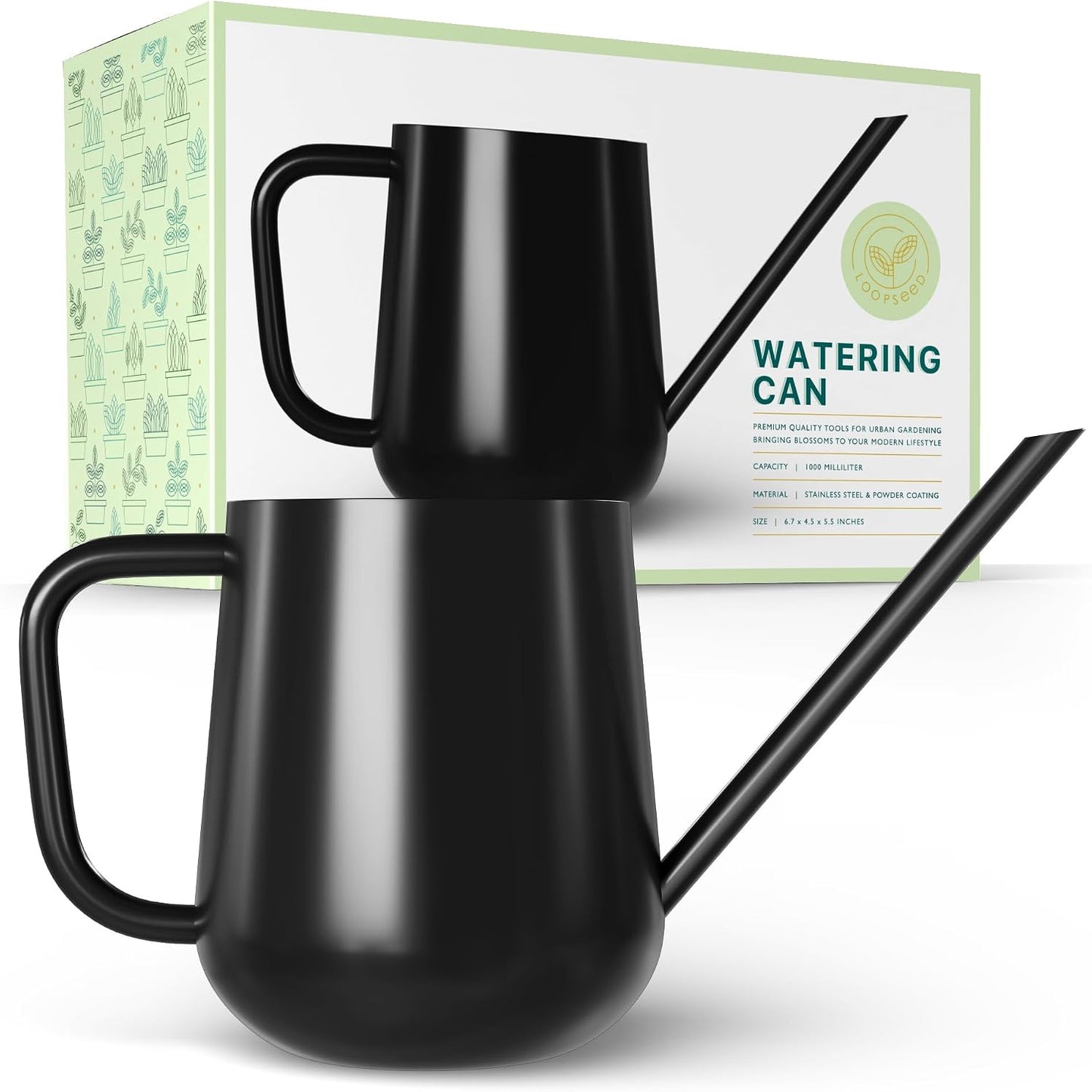 Metal Indoor Plant Watering Can with Long Spout 1000ml - White