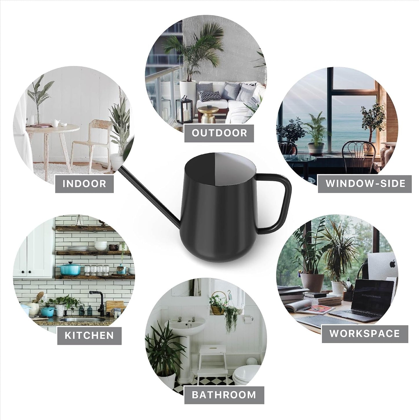 Metal Indoor Plant Watering Can with Long Spout 1000ml - White