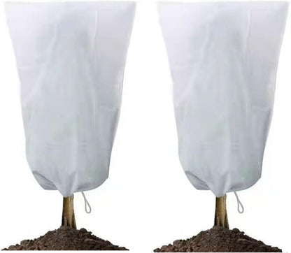 2 Pack Plant Covers Freeze Protection, Thickened Frost Cloth with Drawstring for Outdoor Plants, Reusable, Saving Your Plants (40''×47'')