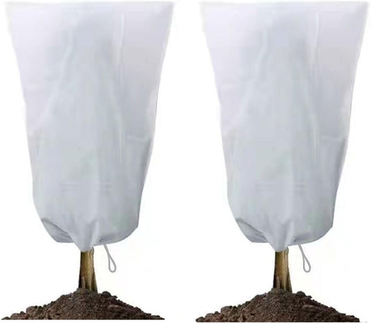 2 Pack Plant Covers Freeze Protection, Thickened Frost Cloth with Drawstring for Outdoor Plants, Reusable, Saving Your Plants (40''×47'')