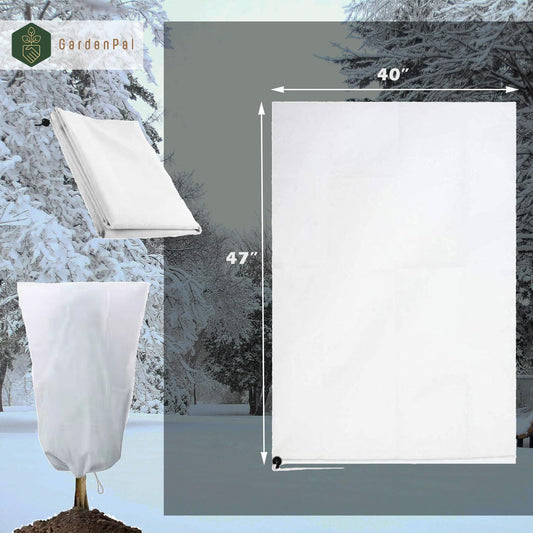 2 Pack Plant Covers Freeze Protection, Thickened Frost Cloth with Drawstring for Outdoor Plants, Reusable, Saving Your Plants (40''×47'')