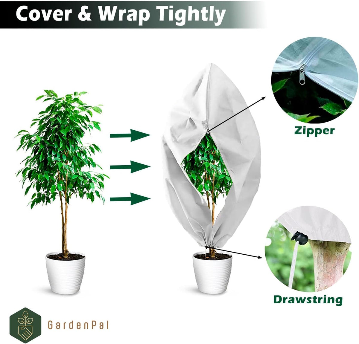 2 Pack Plant Covers Freeze Protection, Thickened Frost Cloth with Drawstring for Outdoor Plants, Reusable, Saving Your Plants (40''×47'')