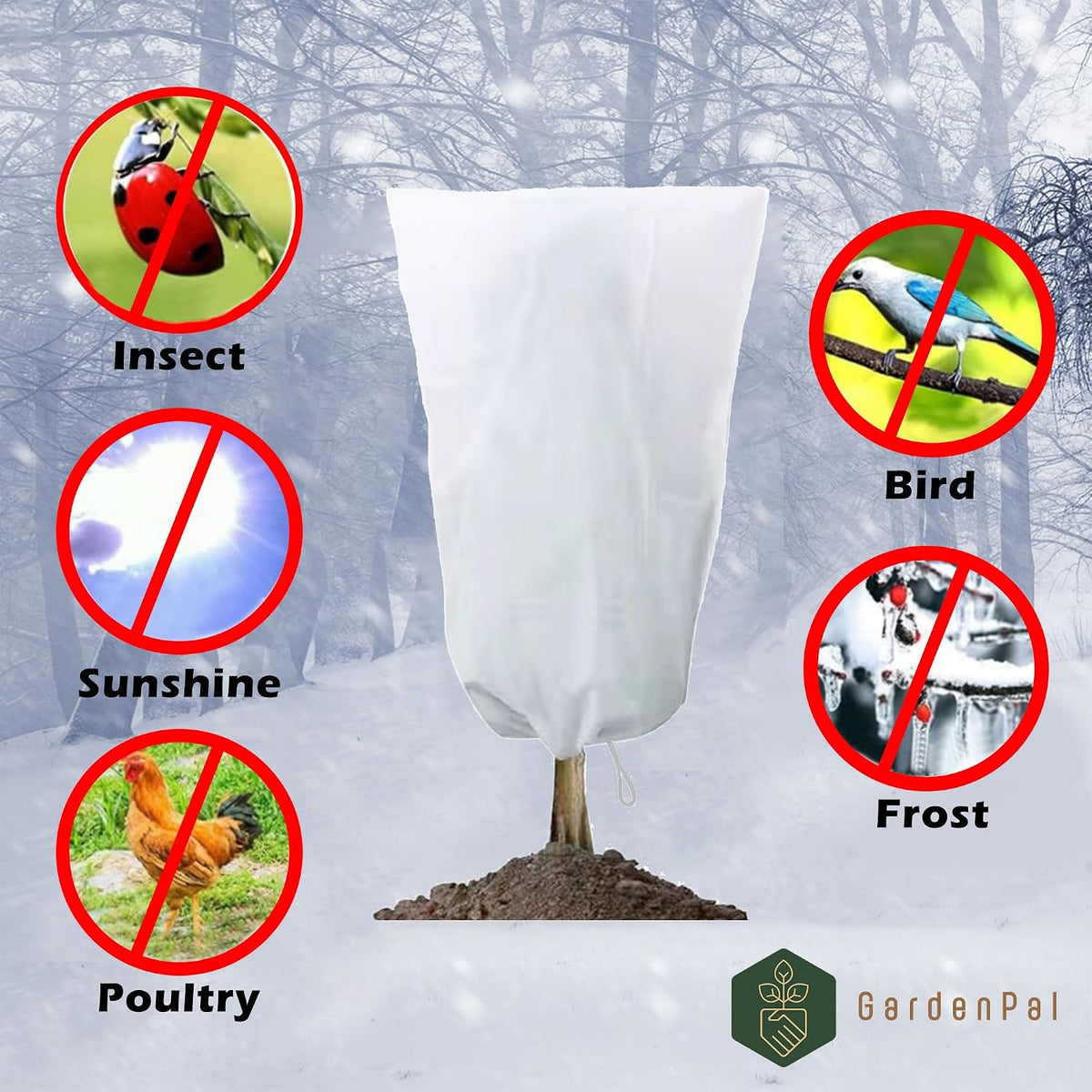 2 Pack Plant Covers Freeze Protection, Thickened Frost Cloth with Drawstring for Outdoor Plants, Reusable, Saving Your Plants (40''×47'')