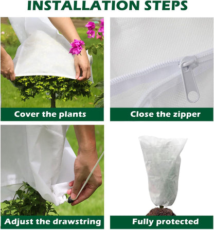 2 Pack Plant Covers Freeze Protection, Thickened Frost Cloth with Drawstring for Outdoor Plants, Reusable, Saving Your Plants (40''×47'')