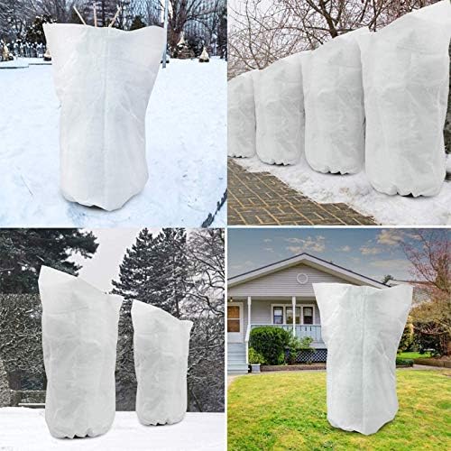 2 Pack Plant Covers Freeze Protection, Thickened Frost Cloth with Drawstring for Outdoor Plants, Reusable, Saving Your Plants (40''×47'')